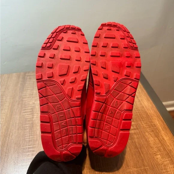 Nike Air Max 1 Sz 8.5‎ Attack Pack Red 308866-600 Powerwall Shoes Sneakers - Picture 6 of 7